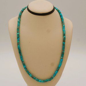 Vtg Native American Navajo Handmade Rolled Turquoise Heishi Choker Necklace 18"